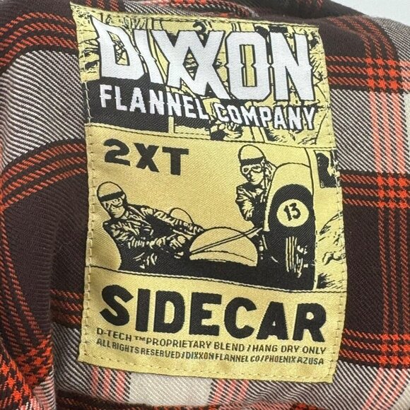 Dixxon Brown/Red Plaid Long Sleeve Flannel Shirt Mens 2XT D-Tech Proprietary - Picture 6 of 6